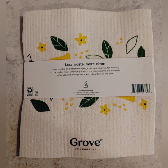 NWT Grove Collaborative Lemon Swedish dish towel set of 2 - Picture 4 of 7
